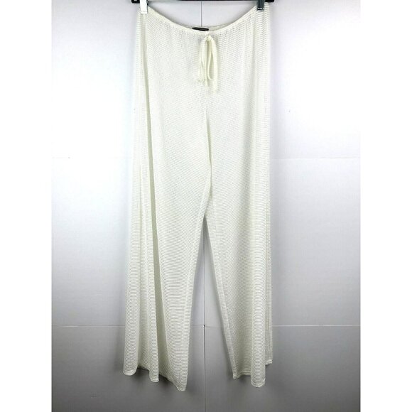 Jordan Taylor Beach Pant M Mesh Pool Cream White Swimsuit Cover Up Crochet Sheer - Picture 1 of 7